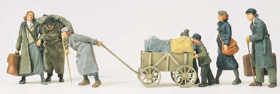 Preiser 64007 1/35 Unpainted Refugees w/Cart (7) (Kit)