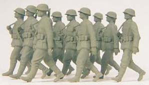 Preiser 64009 1/35 Unpainted Grenadiers Marching German Reich 1939-45 (9) (Kit)