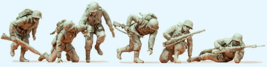 Preiser 64017 1/35 Unpainted D-Day US Infantry 1944 (6) (Kit)