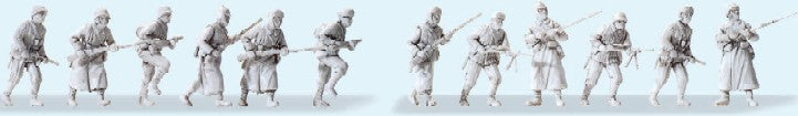 Preiser 72540 1/72 Unpainted Russian Infantry Riflemen Attacking (12) 1941-45 (Kit)