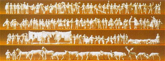 Preiser 79000 N Unpainted Railway Personnel, Workers, Animals, etc. (120) (Kit)