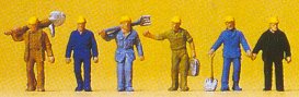 Preiser 79096 N Track Workers w/Tools Walking (6)