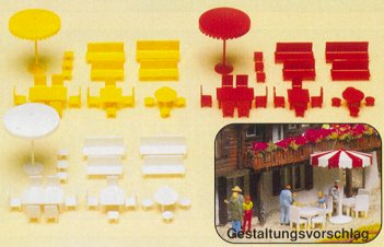 Preiser 79554 N Tables, Chairs & Umbrellas (Kit)