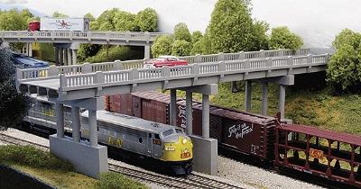 Rix Products 153 N Scale 1930s Highway Overpass with 4 Piers -- Kit - Scale Length: 150' 45.7m