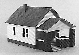 Rix Products 202 HO Scale One-Story House w/Front Porch -- Kit - 3 x 4-3/8" 7.7 x 11.2cm