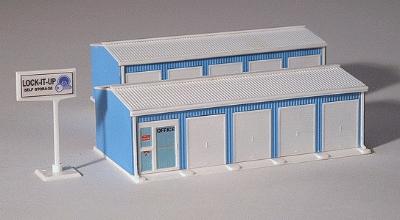 Railtown Models 2901 HO Scale Two-Unit Self-Storage Facility - Kit - Approximately 2 x 5-3/4" 5.1 x 14.6cm -- Medium Blue
