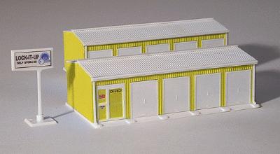 Railtown Models 2903 HO Scale Two-Unit Self-Storage Facility - Kit - Approximately 2 x 5-3/4" 5.1 x 14.6cm -- Yellow