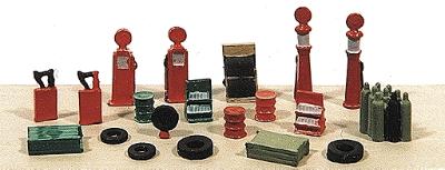 Railway Express Miniatures 2181 N Scale Deluxe Gas Station Detail Set -- 20 Pieces