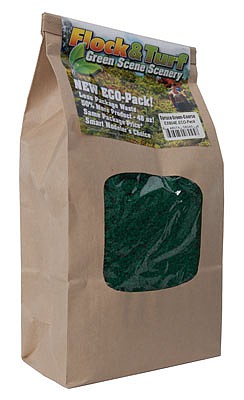 Scenic Express 804E All Scale Flock & Turf Ground Cover ECO Pack Bag - 48oz 1.4L -- Coarse - Spruce Green