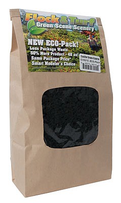 Scenic Express 821E All Scale Flock & Turf Ground Cover ECO Pack Bag - 48oz 1.4L -- Coarse - Coniferous Green