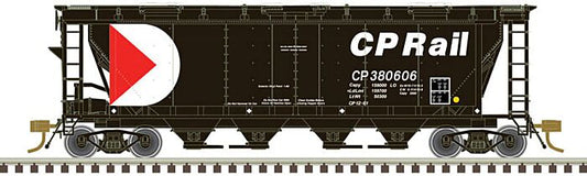 Atlas Model Railroad 20006368 HO Scale Slab-Side Covered Hopper - Ready to Run - Master(R) -- Canadian Pacific 380621 (6 Hatch, black, red, white)