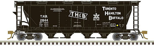 Atlas Model Railroad 20006372 HO Scale Slab-Side Covered Hopper - Ready to Run - Master(R) -- Toronto, Hamilton & Buffalo 2844 (black, white)