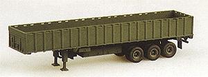Trident Miniatures 90069 HO Scale Military - US/NATO (Modern) - Trailers -- M872A3 3-Axle 34-Ton Flatbed without Tractor with Sidewalls (green)