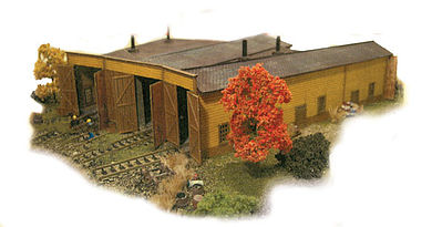 The N Scale Architect 10024 N Scale North Conway, NH Wood Roundhouse with One 7" 17.8cm & Three 5" 12.7cm Stalls -- Laser-Cut Wood Kit - 7 x 7-3/4 x 2" 17.8 x 19.7 x 5.1cm