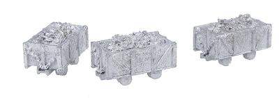 The N Scale Architect 20013 N Scale M-Trak(TM) Equipment (Unpainted Metal Castings) -- 4-Ton Mine Cars pkg(3)