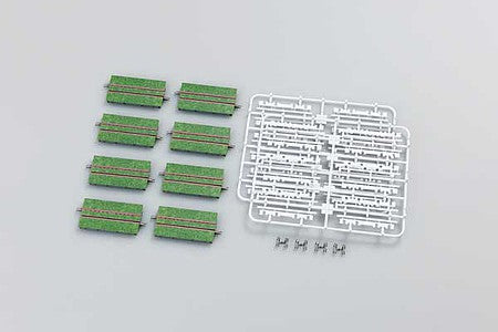 TomyTec 17899 N Scale Green Grass-Embedded Street Track S70-WP(G) - Fine Track -- Includes Guardrails pkg(8)