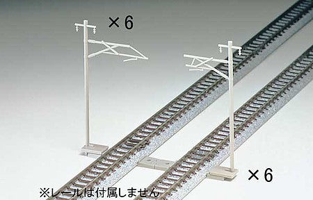 TomyTec 3003 N Scale Single-Track Catenary Pole-Mast -- 6 Each of Two Styles