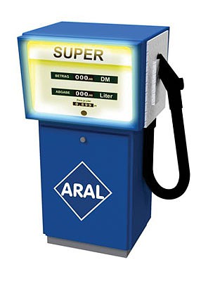 Viessmann 1364 HO Scale Gas Pump with LED Lighting -- Aral (blue, white)