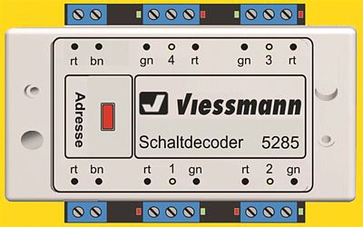 Viessmann 5285 All Scale Multi-Protocol Switching (Relay Control) Decoder -- Contains 4 Relays, Works w/DCC & Marklin Motorola Systems