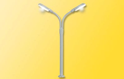 Viessmann 6495 N Scale Double-Curved-Arm LED Streetlight -- White 2-1/8" 5.4cm