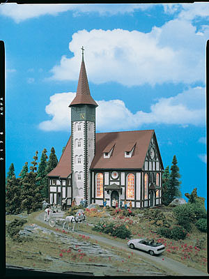 Vollmer 43768 HO Scale Altbach Half-Timber Church -- 7-13/16 x 5-5/8 x 12" 19.5 x 14 x 30cm