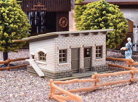 Vollmer 47709 N Scale Brick Shed with Wood Fence -- Kit - 2 x 1-3/8 x 1-1/16" 5 x 3.5 x 2.7cm