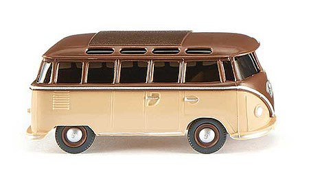 Wiking 31705 HO Scale 1963 Volkswagen T1 Samba Passenger Van with Skylights - Assembled -- Brown, Beige