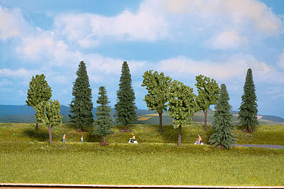 Walthers Scenemaster 949-1157 HO Scale Mixed Deciduous & Pine Trees pkg(10) -- 1-9/16 to 3-3/8"  3.9 to 8.5cm (Includes Pin Base)