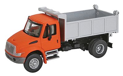 Walthers Scenemaster 11633 HO Scale International(R) 4300 Single-Axle Dump Truck - Assembled -- Orange Cab, Silver Dump Bed