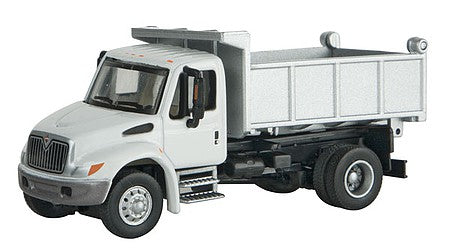 Walthers Scenemaster 11635 HO Scale International(R) 4300 Single-Axle Dump Truck - Assembled -- White w/Railroad Maintenance-of-Way Logo Decals