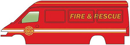 Walthers Scenemaster 12204 HO Scale Service Van - Assembled -- Fire and Rescue (red, white, yellow)