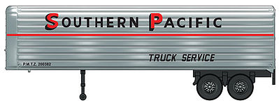 Walthers Scenemaster 2412 HO Scale 35' Fluted-Side Trailer 2-Pack - Assembled -- Southern Pacific(TM) (silver, red, black)