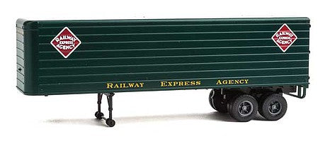 Walthers Scenemaster 2425 HO Scale 35' Fluted-Side Trailer 2-Pack - Assembled -- Railway Express Agency (dark green, white, gold)