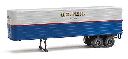 Walthers Scenemaster 2426 HO Scale 35' Fluted-Side Trailer 2-Pack - Assembled -- US Mail (blue, white, red stripe, gold shadow lettering)