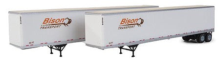 Walthers Scenemaster 2461 HO Scale 53' Stoughton Trailer 2-Pack - Assembled -- Bison (white, orange, brown)