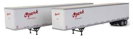 Walthers Scenemaster 2466 HO Scale 53' Stoughton Trailer 2-Pack - Assembled -- Ozark (white, red)