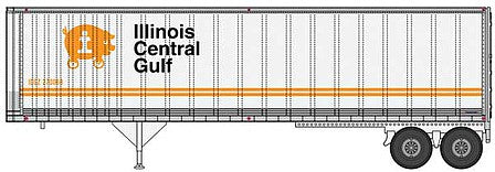 Walthers Scenemaster 2512 HO Scale 40' Trailmobile Trailer 2-Pack - Assembled -- Illinois Central Gulf (white, orange, black, Wheeled Pig Logo)
