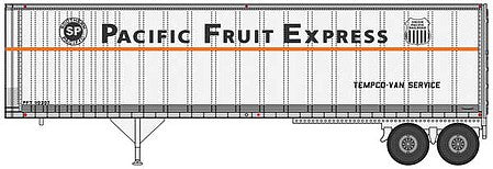 Walthers Scenemaster 2514 HO Scale 40' Trailmobile Trailer 2-Pack - Assembled -- Pacific Fruit Express (white, black, orange)