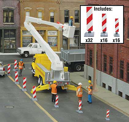 Walthers Scenemaster 4169 HO Scale Construction Lane Markers -- Kit (white, red stripes)