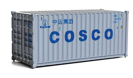 Walthers Scenemaster 8071 HO Scale 20' Corrugated Container - Assembled -- China Ocean Shipping Company (gray, blue)