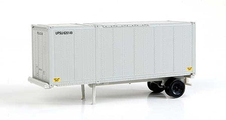 Walthers Scenemaster 8600 HO Scale 28' Container with Chassis 2-Pack - Assembled -- United Parcel Service UPSZ (gray)