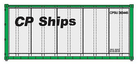 Walthers Scenemaster 8654 HO Scale 20' Smooth-Side Container - Ready to Run -- CP Ships (white, dark green, green; no Multi-Mark)