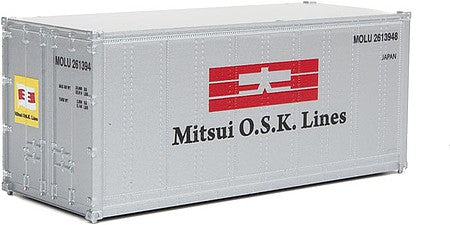 Walthers Scenemaster 8665 HO Scale 20' Smooth-Side Container - Ready to Run -- Mitsui OSK (white, blue, red)