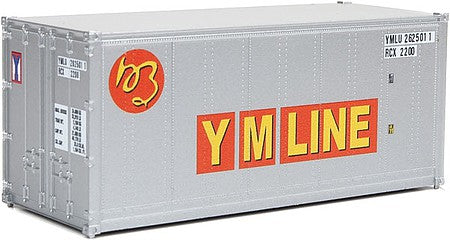 Walthers Scenemaster 8667 HO Scale 20' Smooth-Side Container - Ready to Run -- YM Line (white, orange, yellow)