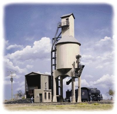 Walthers Cornerstone 3042 HO Scale Concrete Coaling Tower -- Kit - Tower & Shed: 6-3/8 x 4-1/8 x 11" 10.5 x 16.2 x 27.9cm