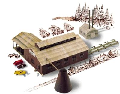 Walthers Cornerstone 3236 N Scale Mountain Lumber Company Sawmill -- Kit