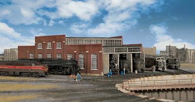Walthers Cornerstone 3261 N Scale Modern Roundhouse 3 Add-On Stalls -- Kit - 10-13/16 x 3-15/16" 27.4 x 10cm; Stall Width at Rear: 3-3/16" 8.1cm