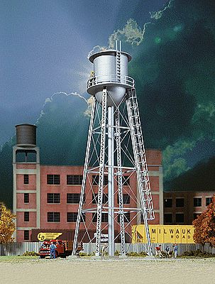 Walthers Cornerstone 3833 N Scale Vintage Water Tower -- Assembled - Silver - 2-3/8 x 2-3/8 x 7" 6 x 6 x 17.7cm