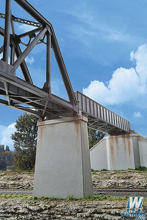 Walthers Cornerstone 4550 HO Scale Single-Track Railroad Bridge Concrete Piers pkg(2) -- Kit - 5-1/8 x 1-1/8 x 3-3/4" 13 x 2.8 x 9.5cm (Includes Cutwater)